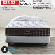 Simmons Beautyrest World Class Laurier Tight Top Queen Mattress - $799.99