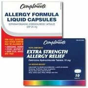 Compliments Extra Strength Allergy Relief Tablets 10 mg Or Allergy Formula Liquid Capsules 25 mg - $7.99