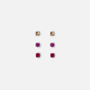 Set Of 3 Pairs Of Colored Stones Earrings - $3.74 ($11.21 Off)