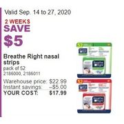 Breathe Right Nasal Strips - $17.99 ($5.00 off)
